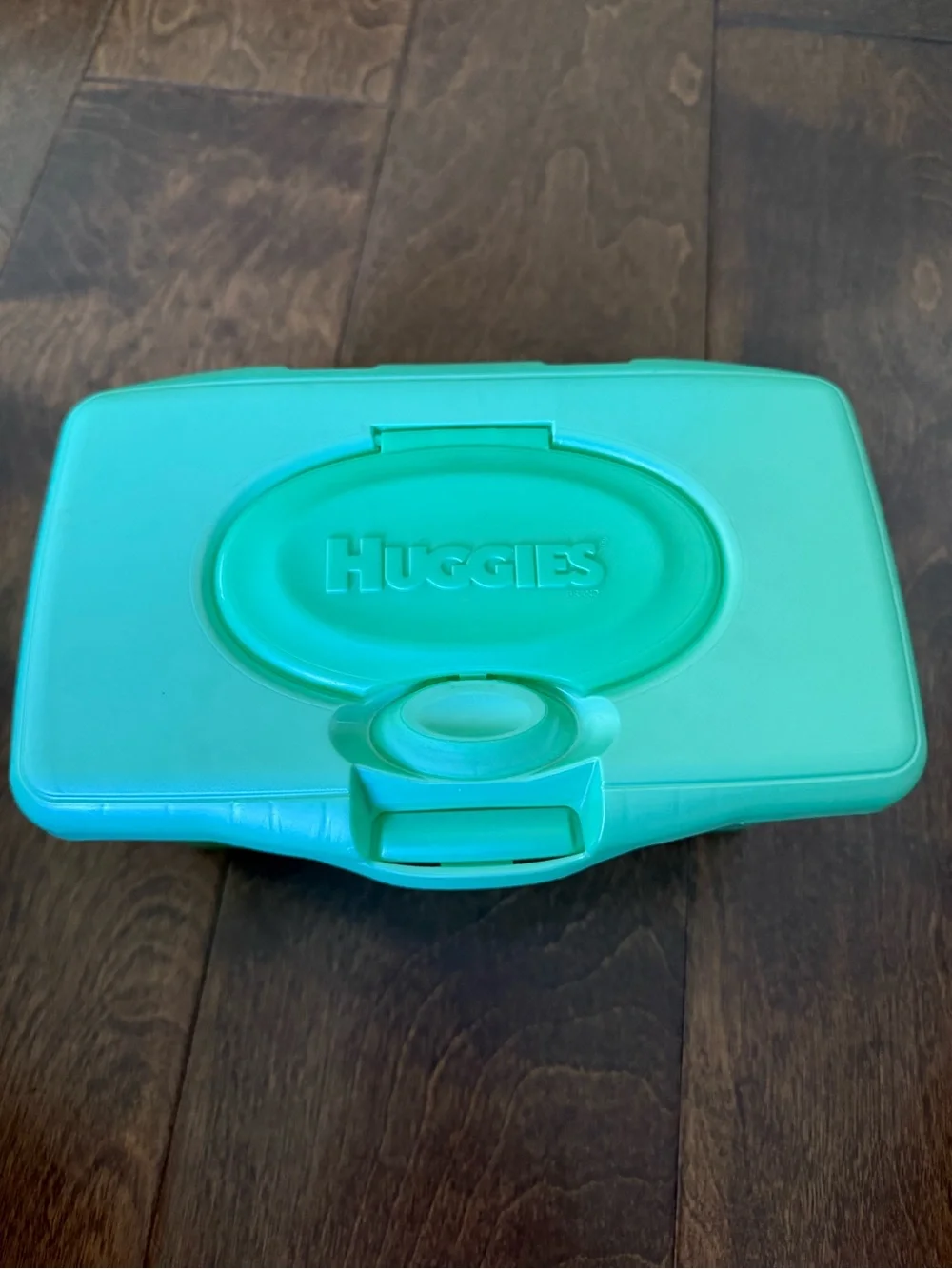 Vintage Huggies Large Green Empty Refillable Pop-Up Baby Wipes Container